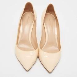 Pre Owned Gianvito Rossi Beige Patent Leather Plexi Pumps Size 42