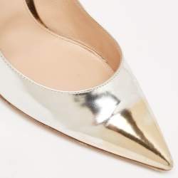 Pre Owned Gianvito Rossi Gold/Silver Leather Pointed Toe Pumps Size 42