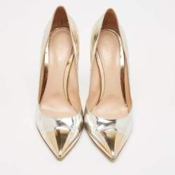 Pre Owned Gianvito Rossi Gold/Silver Leather Pointed Toe Pumps Size 42