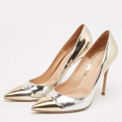 Pre Owned Gianvito Rossi Gold/Silver Leather Pointed Toe Pumps Size 42