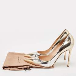 Pre Owned Gianvito Rossi Gold/Silver Leather Pointed Toe Pumps Size 42