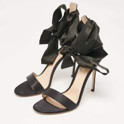 Pre Owned Gianvito Rossi Black Satin Gala Sandals Size 42