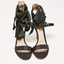 Pre Owned Gianvito Rossi Black Satin Gala Sandals Size 42
