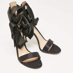 Pre Owned Gianvito Rossi Black Satin Gala Sandals Size 42