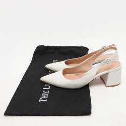 Pre Owned Gianvito Rossi White Leather Slingback Pumps Size 37.5