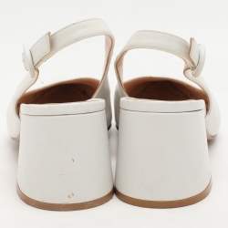 Pre Owned Gianvito Rossi White Leather Slingback Pumps Size 37.5