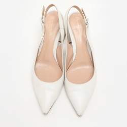 Pre Owned Gianvito Rossi White Leather Slingback Pumps Size 37.5