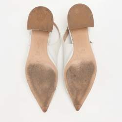 Pre Owned Gianvito Rossi White Leather Slingback Pumps Size 37.5