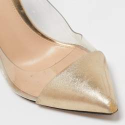 Pre Owned Gianvito Rossi Red/Gold  PVC and Suede Plexi Pumps Size 37