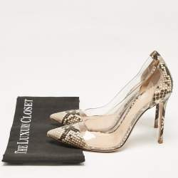 Pre Owned Gianvito Rossi Beige PVC and Python Leather Plexi Pumps Size 40