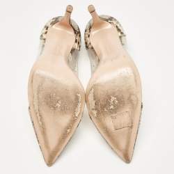 Pre Owned Gianvito Rossi Beige PVC and Python Leather Plexi Pumps Size 40