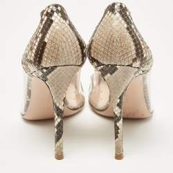 Pre Owned Gianvito Rossi Beige PVC and Python Leather Plexi Pumps Size 40