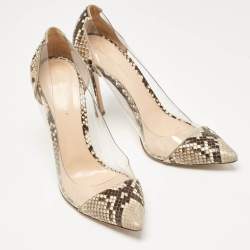 Pre Owned Gianvito Rossi Beige PVC and Python Leather Plexi Pumps Size 40