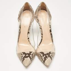 Pre Owned Gianvito Rossi Beige PVC and Python Leather Plexi Pumps Size 40