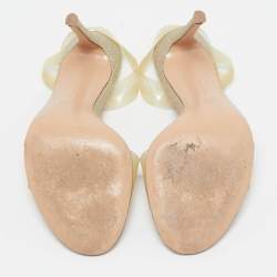 Gianvito Rossi Gold Glitter PVC Metropolis Slingback Sandals Size 37
