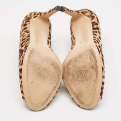 Gianvito Rossi Beige/Brown Leopard Print Calf Hair Vamp Boots Size 38.5