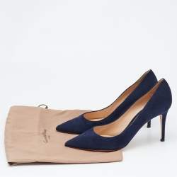 Pre Owned Gianvito Rossi Navy Blue Suede Gianvito 105 Pumps Size 40