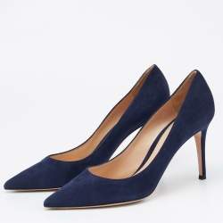 Pre Owned Gianvito Rossi Navy Blue Suede Gianvito 105 Pumps Size 40