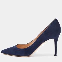 Pre Owned Gianvito Rossi Navy Blue Suede Gianvito 105 Pumps Size 40