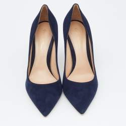 Pre Owned Gianvito Rossi Navy Blue Suede Gianvito 105 Pumps Size 40