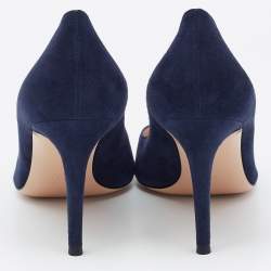 Pre Owned Gianvito Rossi Navy Blue Suede Gianvito 105 Pumps Size 40