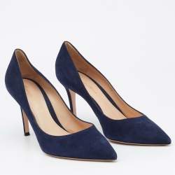 Pre Owned Gianvito Rossi Navy Blue Suede Gianvito 105 Pumps Size 40