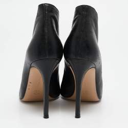 Pre Owned Gianvito Rossi Black Leather Vamp Peep Toe Booties Size 38