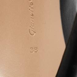 Pre Owned Gianvito Rossi Black Leather Vamp Peep Toe Booties Size 38