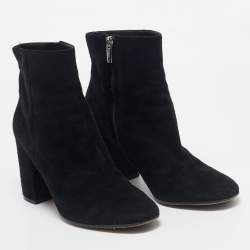 Gianvito Rossi Black Suede Ankle Length Boots Size 38.5