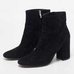 Gianvito Rossi Black Suede Ankle Length Boots Size 38.5
