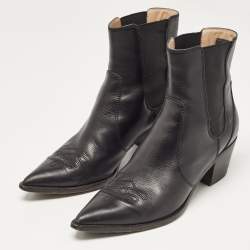 Pre Owned Gianvito Rossi Black Leather Hiking Boots Size 38