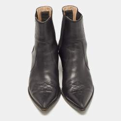 Pre Owned Gianvito Rossi Black Leather Hiking Boots Size 38