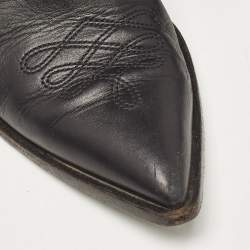 Pre Owned Gianvito Rossi Black Leather Hiking Boots Size 38