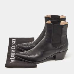 Pre Owned Gianvito Rossi Black Leather Hiking Boots Size 38