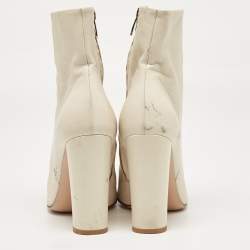 Gianvito Rossi Cream Leather Lyell Ankle Length Boots Size 39