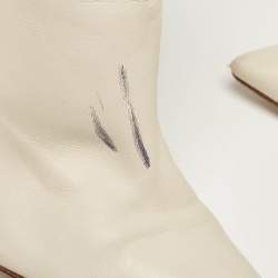 Gianvito Rossi Cream Leather Lyell Ankle Length Boots Size 39