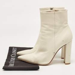 Gianvito Rossi Cream Leather Lyell Ankle Length Boots Size 39