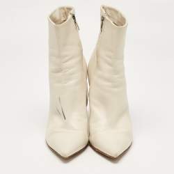Gianvito Rossi Cream Leather Lyell Ankle Length Boots Size 39