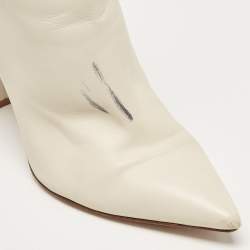 Gianvito Rossi Cream Leather Lyell Ankle Length Boots Size 39