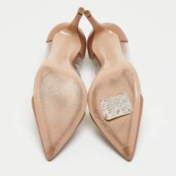 Gianvito Rossi Beige Leather and PVC Plexi Pumps Size 36.5