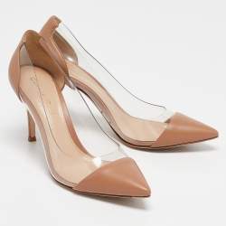 Gianvito Rossi Beige Leather and PVC Plexi Pumps Size 36.5