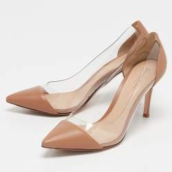 Gianvito Rossi Beige Leather and PVC Plexi Pumps Size 36.5