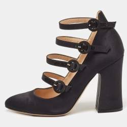 Pre Owned Gianvito Rossi Black Suede Strappy Pumps Size 38