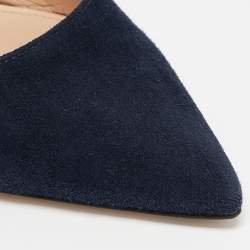 Pre Owned Gianvito Rossi Navy Blue Suede Gianvito 85 Pumps Size 38