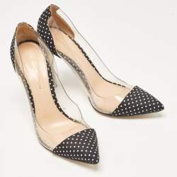 Gianvito Rossi Transparent/Blue Fabric and PVC Plexi Pumps Size 38