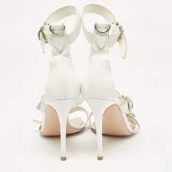 Gianvito Rossi White Leather Belted Ankle-Strap Sandals Size 39
