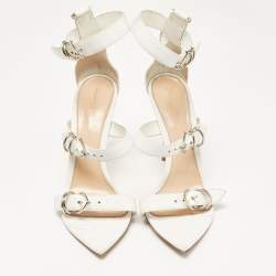 Gianvito Rossi White Leather Belted Ankle-Strap Sandals Size 39