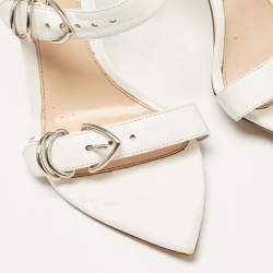 Gianvito Rossi White Leather Belted Ankle-Strap Sandals Size 39