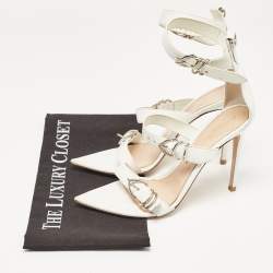 Gianvito Rossi White Leather Belted Ankle-Strap Sandals Size 39