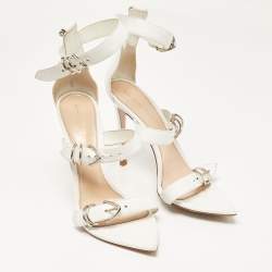 Gianvito Rossi White Leather Belted Ankle-Strap Sandals Size 39